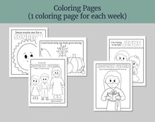 Load image into Gallery viewer, August Full MONTH NURSERY Lesson Helps, Come Follow Me for Toddlers, 5 Minute Lesson Outline and Coloring Pages for Nursery Children age 1-3