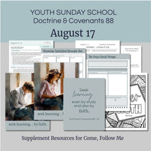 Load image into Gallery viewer, youth lesson plan for young women, young men, aaronic priesthood lesson outline, YW lesson, YM lesson, Young Women Lesson outline, young women lesson plan, lesson helps for young women leaders, teaching young women lesson, lesson helps for LDS youth, Lesson handout, coloring page, scriptures, family home evening for teens,
August 11-17 LDS Youth Lesson Helps | Youth Sunday School Outline | Doctrine and Covenants 88 Come, Follow Me, "Establish... A House of God"