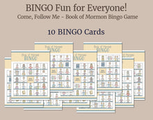 Load image into Gallery viewer, Book of Mormon Come follow me 2024 BiNGO card game for LDS families, Lds children, lds games for primary children