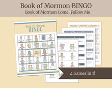 Load image into Gallery viewer, Book of Mormon Bingo game for LDS families
