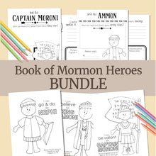 Load image into Gallery viewer, Book of Mormon Heroes bundle coloring book and workbook for LDS children, LDS families, Come Follow Me 2024 ideas and helps