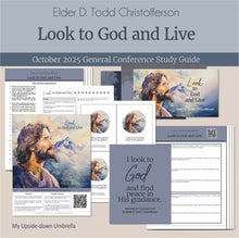 Load image into Gallery viewer, General Conference study guide for
Elder D. Todd Christofferson - "Look to God and Live" - October 2025
General Conference, relief society lesson helps for LDS women, RS lesson ideas, lesson handouts, study worksheets and workbook, lesson outline, lesson plan, Relief Society General Conference lesson, Elder’s Quorum lesson, artwork, lesson slides, slideshow, powerpoint presentation, myupsidedownumbrella