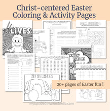 Load image into Gallery viewer, Christ Centered Easter Coloring and Activity Pages for LDS Primary Children | Christian Easter Coloring Pages | Resurrection Easter Story, Easter Mazes, Easter Crosswords, Easter Games, Easter Word Search, Religious Easter, Christian Easter