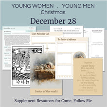 Load image into Gallery viewer, youth lesson plan for young women, young men, aaronic priesthood lesson outline, YW lesson, YM lesson, Young Women Lesson outline, young women lesson plan, lesson helps for young women leaders, teaching young women lesson, lesson helps for LDS youth, Lesson handout, coloring page, scriptures, family home evening for teens,
December 22-28 LDS Young Women- Young Men Lesson Outline | Christmas Come Follow Me 2025, The Living Christ