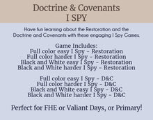 Load image into Gallery viewer, Doctrine and Covenants I Spy Games - The Restoration and D&C