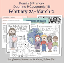 Load image into Gallery viewer, Primary Activity, primary coloring pages, home and church come follow me lessons, family scripture study
. Primary Lesson helps for February 24 - March 2 "The Worth of Souls is Great"
Doctrine and Covenants 18, Come, Follow Me supplemental resources for HOME and PRIMARY
