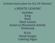 Load image into Gallery viewer, February Full MONTH NURSERY Lesson Helps, Come Follow Me for Toddlers