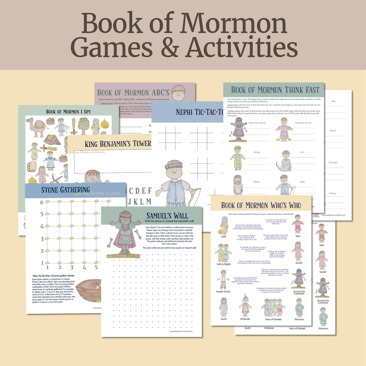 Book of Mormon Printable Activities Pack My Upside Down Umbrella