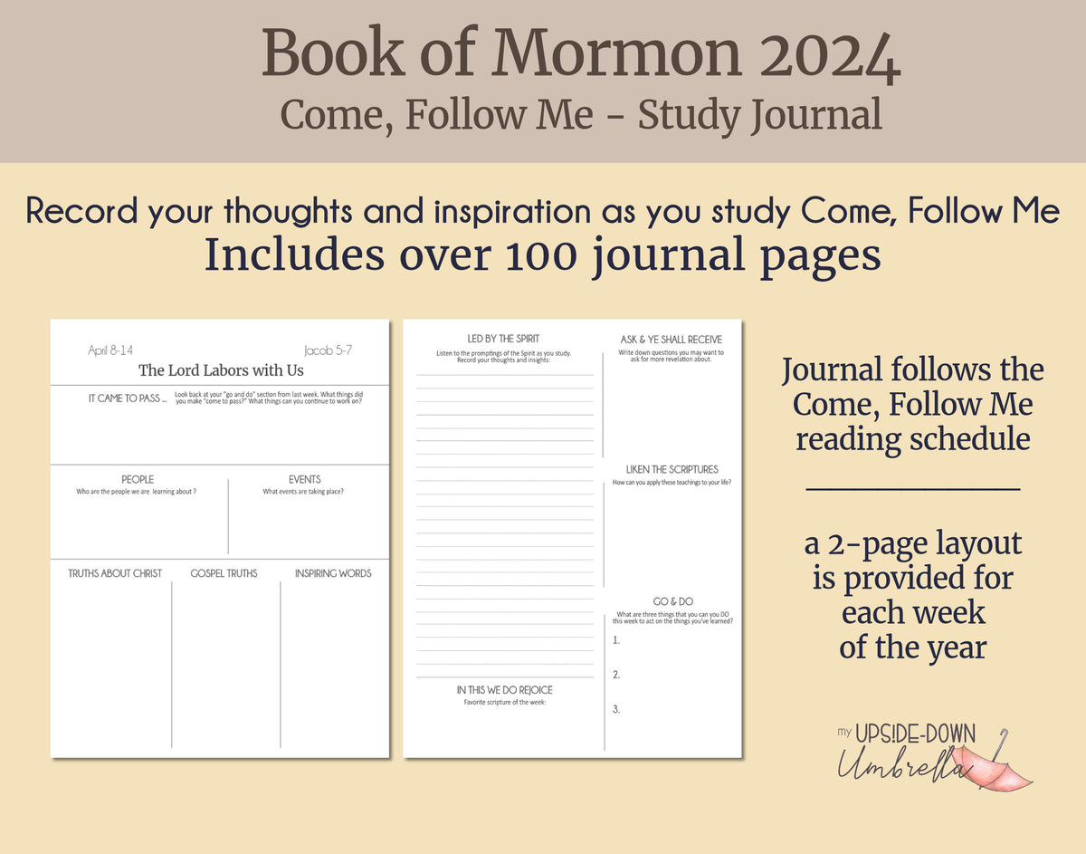 Book of Mormon 2024, Come Follow Me Study Journal Simply Modern My