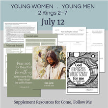 Load image into Gallery viewer,
Lesson Outline and lesson plan for LDS Young Women and Young Men
LDS Young Women and Young Men Youth Lesson Outline
July 6–12
“There Is a Prophet in Israel”
2 Kings 2–7
Includes a Lesson handout, coloring page, scriptures and discussion questions that can be used for, family home evening for teens or youth Sunday classes