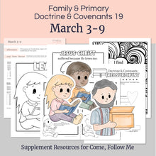 Load image into Gallery viewer, Discover the joy of teaching Primary with tools that spark learning and testimony-building
March 3-9
"Learn of Me"
Doctrine and Covenants 19
Lesson helps, coloring pages, activities for LDS primary children, come, follow me at home and church