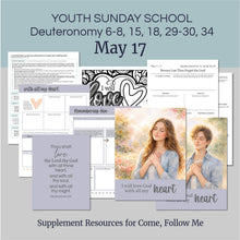 Load image into Gallery viewer, LDS Sunday School lesson outline for teaching youth lesson for
May 11–17
“Beware Lest Thou Forget the Lord”
Deuteronomy 6–8; 15; 18; 29–30; 34
LDS Youth Sunday School outline and lesson plan ideas
Includes a Lesson handout, coloring page, scriptures and discussion questions that can be used for, family home evening for teens or youth Sunday classes