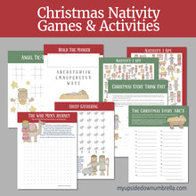 Load image into Gallery viewer, Christmas Nativity Printable games for Christian Children, LDS family games, Religious Christmas games