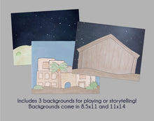 Load image into Gallery viewer, Printable Christmas Nativity Playset (puppets, flannel board, magnets, stickers)