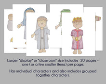 Load image into Gallery viewer, Printable Christmas Nativity Playset (puppets, flannel board, magnets, stickers)