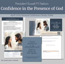 Load image into Gallery viewer, Conference study guide and Relief Society lesson helps for "Confidence in the Presence of God" by President Nelson from the April 2025 General Conference, Elders Quorum lesson outline, lesson plan, lesson handouts, lesson helps for RS teachers