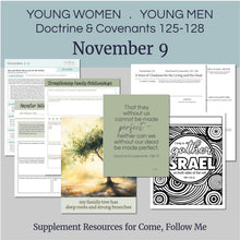 Load image into Gallery viewer, youth lesson plan for young women, young men, aaronic priesthood lesson outline, YW lesson, YM lesson, Young Women Lesson outline, young women lesson plan, lesson helps for young women leaders, teaching young women lesson, lesson helps for LDS youth, Lesson handout, coloring page, scriptures, family home evening for teens,
November 3- 9| LDS Young Women- Young Men Lesson Outline | D&C 125-128, Doctrine Covenants Come Follow Me 2025, "A Voice of Gladness..."