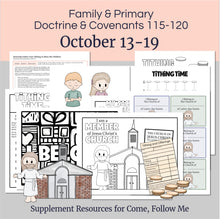 Load image into Gallery viewer, Lesson helps for LDS primary teachers for Come Follow Me 2025 Family scripture study, come follow me for families, FHE lesson outline, primary lesson outline, primary coloring pages, nursery coloring pages, primary activities, activity pages, scripture games, lesson ideas for come follow me, primary children lesson plan, family home evening
October 13-19
Primary Lesson Plan for Come Follow Me 2025 Home and Church
D&C 115-120
"His Sacrifice Is More Sacred to Me Than His Increase"