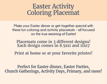 Load image into Gallery viewer, Printable Easter Activity Coloring Placemat for Christian Children