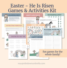 Load image into Gallery viewer, Easter Games and Activities Kit | He Is Risen Christ-centered Easter Fun for LDS Primary Children | Christian Easter | Religious Easter Game, Easter Tic Tac Toe, Easter Games, Easter I Spy,