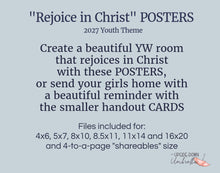 Load image into Gallery viewer, Rejoice in Christ | 2027 Youth Theme YW Printable Posters for LDS Young Women, Philippians 4:4