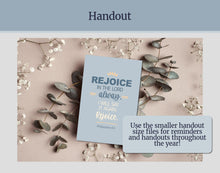 Load image into Gallery viewer, 2027 LDS Youth Theme Poster | Rejoice in Christ | Philippians 4:4 | Young Women Classroom Decor