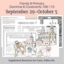 Load image into Gallery viewer, Lesson helps for LDS primary teachers for Come Follow Me 2025 Family scripture study, come follow me for families, FHE lesson outline, primary lesson outline, primary coloring pages, nursery coloring pages, primary activities, activity pages, scripture games, lesson ideas for come follow me, primary children lesson plan, family home evening
September 29-October 5 Primary Lesson Plan for Come Follow Me 2025 | Home and Church | D&C 109-110 "It Is Thy House