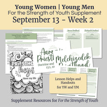 Load image into Gallery viewer, September BuNDLE | LDS Young Women Lesson Helps | For Strength of Youth | Priesthood Blessings, Emma Smith | YW FSY | September Weeks 1-4