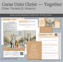 Load image into Gallery viewer, Lesson outline for Relief Society Teachers for
Elder Taniela B. Wakolo - Come unto Christ - Together - April 2026
These RS lesson helps include slides, a study guide, handouts, printables, class discussion questions and personal application items to help you present an engaging Relief Society lesson.