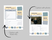 Load image into Gallery viewer, Young Men's Spotlight Sheets | 2025 LDS Youth Theme - Look unto Me in Every Thought