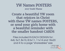 Load image into Gallery viewer, YW Class Names Posters and Handouts with Affirmations | Rejoice in Christ 2027 | Builders of Faith, Messengers of Hope, Gatherers of Light