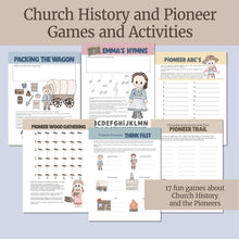 Load image into Gallery viewer, lds church history games, come follow me 2025, primary games for activity days, FHE, CFM, pioneer day games, pioneer activities,