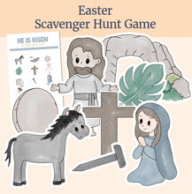 Load image into Gallery viewer, Easter - He Is Risen - Scavenger Hunt Game, Christ-centered Easter Activity for Christian Families, LDS Families, Resurrection Easter Story, Christian children, Homeschool Easter Activity, Easter Egg Hunt, Spiritual Easter Activities