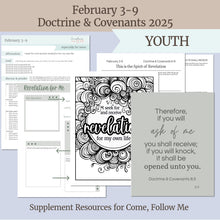 Load image into Gallery viewer, Lesson Helps for YW YM,LDS Young Women Lesson, LDS Young Men Lesson, Youth Sunday School, Gospel Doctrine February 3-9- D&C 6-9 | LDS Youth Lesson Helps for Come Follow Me 2025 Doctrine and Covenants- D&C 6-9 "This is the Spirit of Revelation"
