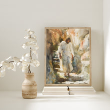 Load image into Gallery viewer, Jesus Christ digital art, portrait of Jesus Christ, Christian Gift for Baptism, LDS, Christian artwork, inspirational artwork for Christians, Jesus and the Tomb