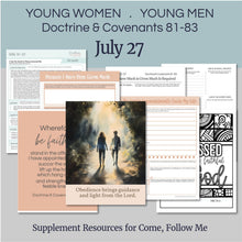 Load image into Gallery viewer, youth lesson plan for young women, young men, aaronic priesthood lesson outline, YW lesson, YM lesson, Young Women Lesson outline, young women lesson plan, lesson helps for young women leaders, teaching young women lesson, lesson helps for LDS youth, Lesson handout, coloring page, scriptures, family home evening for teens,
Faith isn’t one-size-fits-all. This kit helps teens find their own path—through the scriptures.
July 21-27 LDS Youth Lesson Outline
Young Women- Young Men
D&C 81-83, Doctrine Covenants