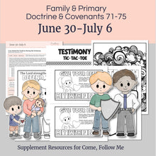 Load image into Gallery viewer, Lesson helps for LDS primary teachers for Come Follow Me 2025 Family scripture study, come follow me for families, FHE lesson outline, primary lesson outline, primary coloring pages, nursery coloring pages, primary activities, activity pages, scripture games, lesson ideas for come follow me, primary children lesson plan, family home evening
June 30-July 6, Lesson Helps for Home, Church | Primary Come, Follow Me 2025 | D&C 71-75 "No Weapon... Shall Prosper" | Coloring, Activities