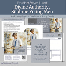 Load image into Gallery viewer, General Conference study guide for
President Steven J. Lund- Divine Authority, Sublime Young Men - April 2025
General Conference, relief society lesson helps for LDS women, RS lesson ideas, lesson handouts, study worksheets and workbook, lesson outline, lesson plan, Relief Society General Conference lesson, Elder’s Quorum lesson, artwork