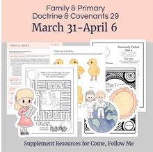 Load image into Gallery viewer, March 31-April 6 Lesson Helps for Home, Church | Primary Come, Follow Me 2025 | D&C 29 "Jesus Christ Will Gather His People" | Coloring Pages, activities for Primary, Home Church, Home Centered Learning