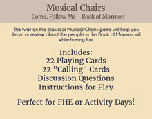Load image into Gallery viewer, Book of Mormon Musical Chairs Game