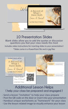 Load image into Gallery viewer, lesson outline, slides and RS lesson plan discussion questions for "A Record of What I Have Both Seen and Heard" by Elder Brent H. Nielson