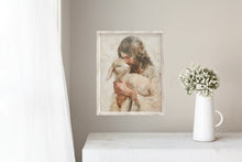 Load image into Gallery viewer, digital download artwork of Christ and the lamb, LDS families artwork, lds home, christ-centered easter art