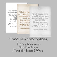 Load image into Gallery viewer, president nelson printable - minimalist quote, simple quote from april 2023 general confernece - the answer is always jesus christ