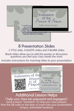 Load image into Gallery viewer, RS lesson plans for followers of the prince of peace, handouts and lesson slides - april 2023 ulisses soared