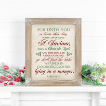 Load image into Gallery viewer, chrismtas scripture printable christmas decoration, savior is born, luke 2