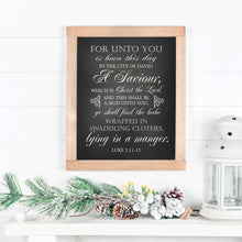 Load image into Gallery viewer, luke 2 scripture christmas printable for fireplace or mantle