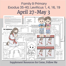 Load image into Gallery viewer, Lesson helps for LDS primary teachers for 

April 27–May 3: “Holiness to the Lord”
Exodus 35–40; Leviticus 1; 4; 16; 19

This printable kit includes coloring pages, activities, games, and discussion questions that are perfect for Family scripture study, come follow me for families,  or for your Primary lesson. 

