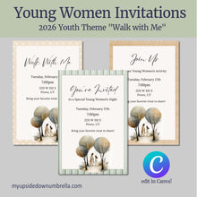 Load image into Gallery viewer, Young Women Walk with Me | Event Invitations for YW Activity | 2026 LDS Youth Theme

