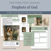 Load image into Gallery viewer, General Conference study guide for 
Sister Andrea Muñoz Spannaus- Prophets of God , October 2025 
General Conference, relief society lesson helps for LDS women, RS lesson ideas, lesson handouts, study worksheets and workbook, lesson outline, lesson plan, Relief Society General Conference lesson, Elder’s Quorum lesson, artwork, lesson slides, slideshow, powerpoint presentation, myupsidedownumbrella


