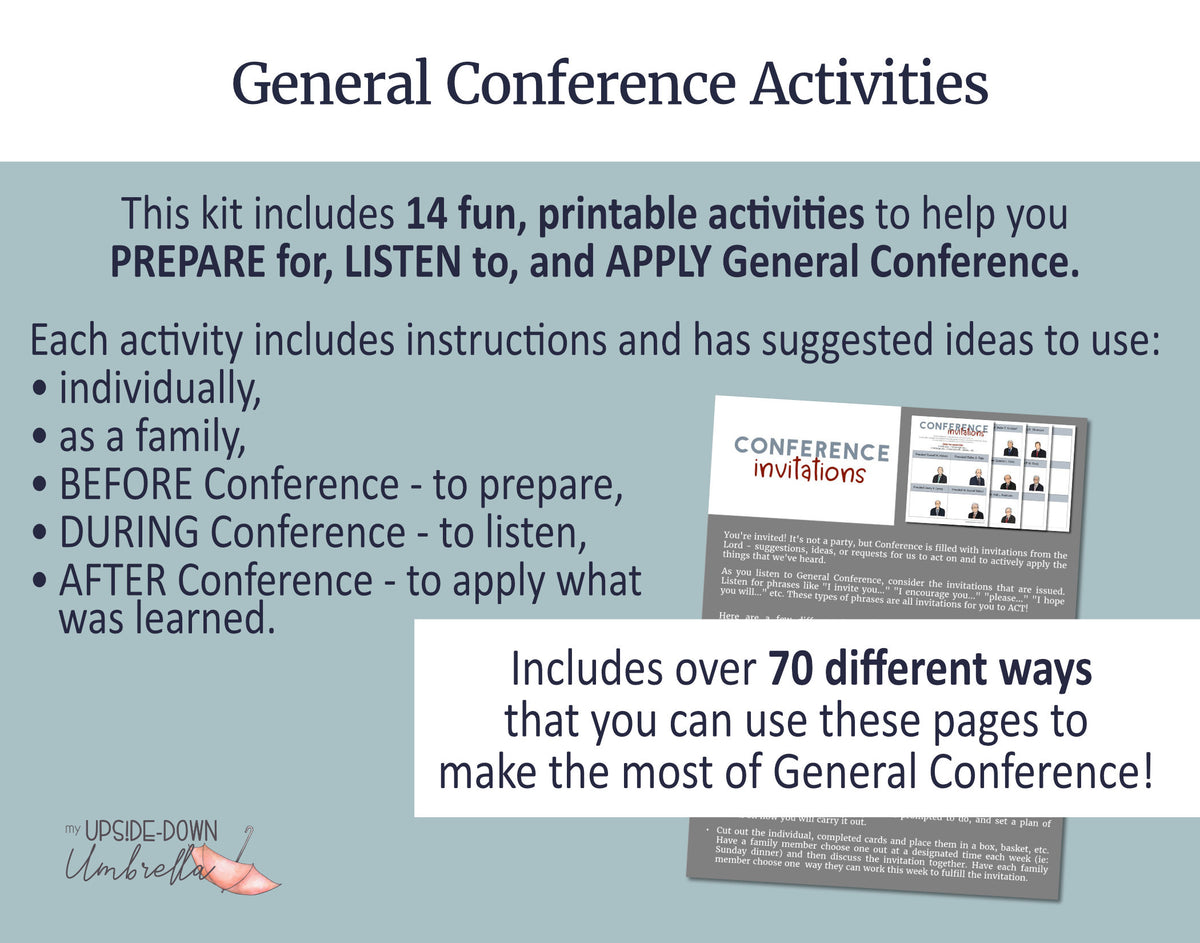 General Conference Activities Kit and Games for LDS Primary, YW, YM ...